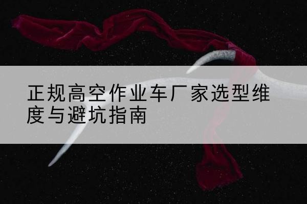 饶平高空作业车厂家-正规选型维度与避坑指南